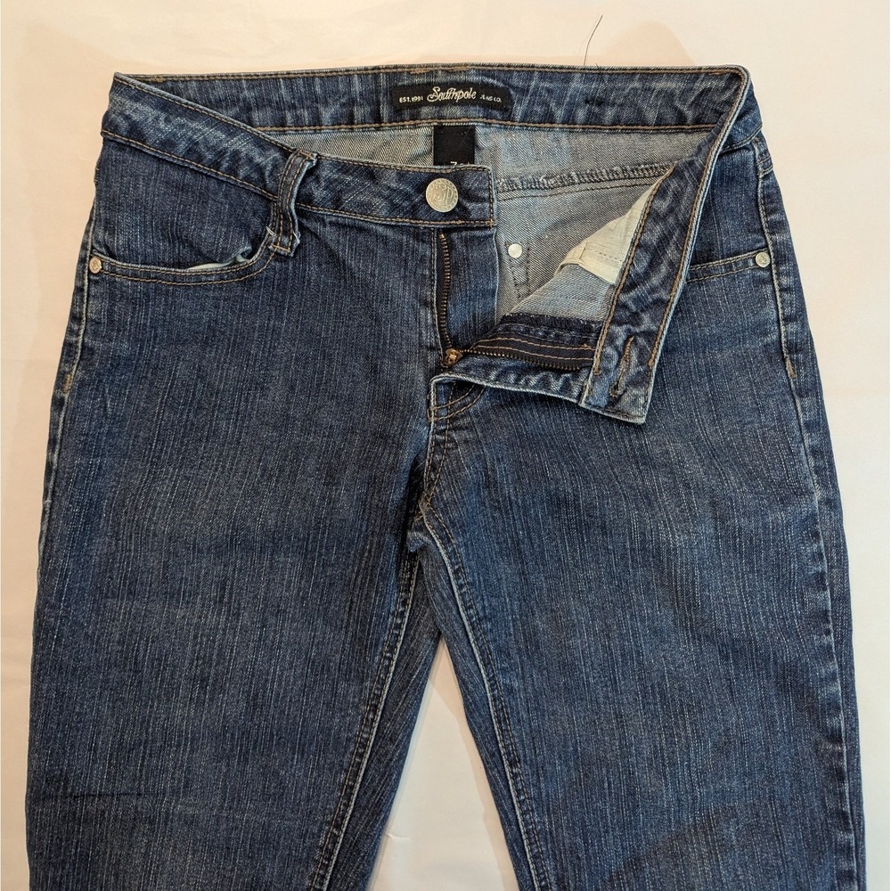 Southpole Capri Jeans Womens Junior Size 7 Low Rise Blue‎ Denim Cuffed Hem Y2K - Picture 6 of 9